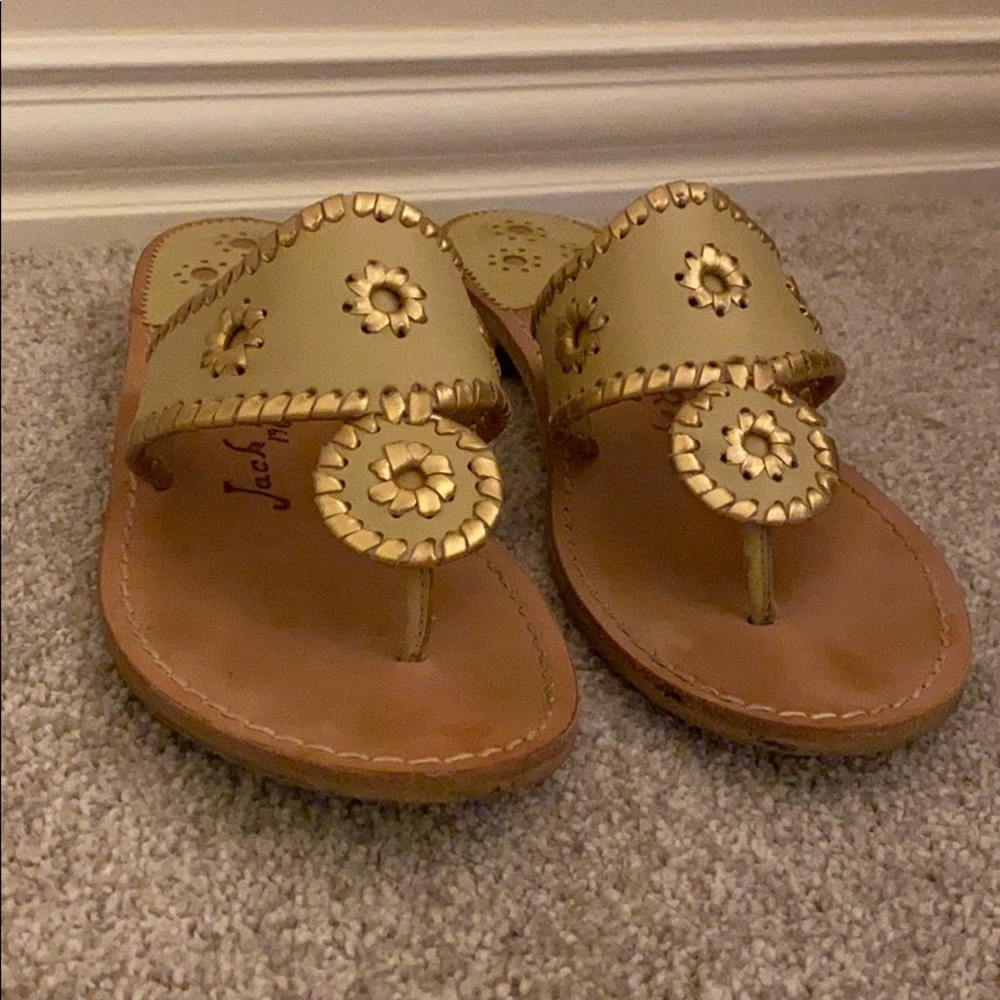 JACK ROGERS SANDALS - Gold/Camel 8.5
